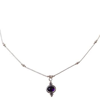 Amethyst Oval Necklace in Sterling Silver