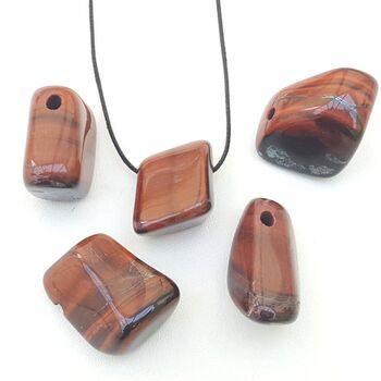 Drilled Red Tiger Eye Tumbled Stones