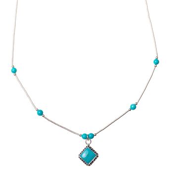 Turquoise Diamond Sterling Silver Necklace