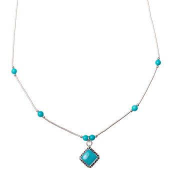 Turquoise Diamond Sterling Silver Necklace