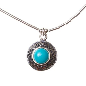 Turquoise Round Sterling Silver Necklace