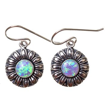 Lotus Blue Opal Earrings