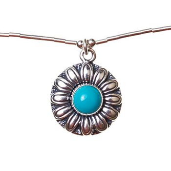 Turquoise Flower Sterling Silver Necklace