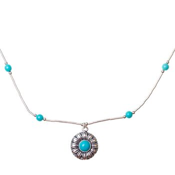 Turquoise Flower Sterling Silver Necklace