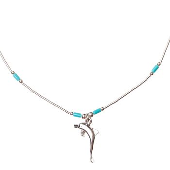 Dolphin Necklace in Silver and Turquoise