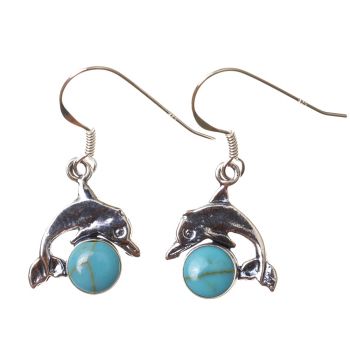 Turquoise Leaping Dolphin Earrings