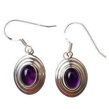 Amethyst Oval Earrings in Sterling Silver D2
