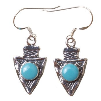Arrowhead Earrings in Silver and Turquoise