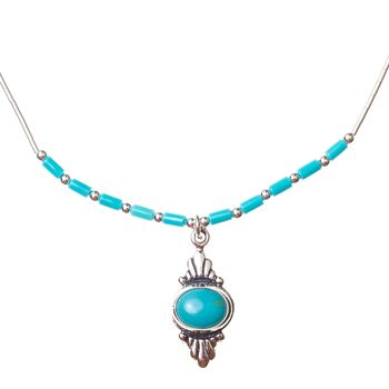 Turquoise Oval Sterling Silver Necklace