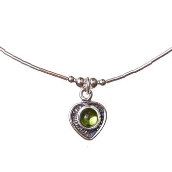 Peridot Heart Necklace in Sterling Silver