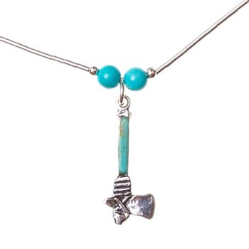 Axe Necklace in Silver and Turquoise
