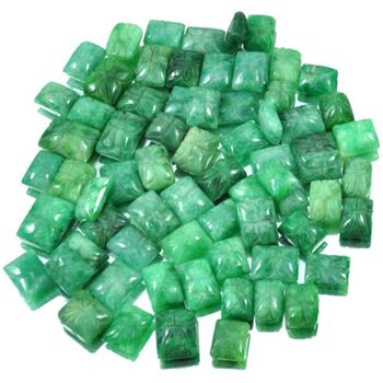 Emerald Gemstone Polished Carved Rectangular