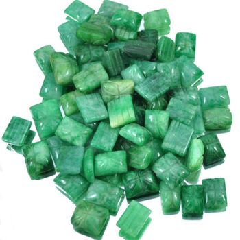Emerald Gemstone Polished Carved Rectangular