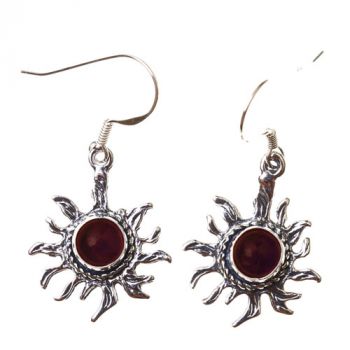 Deep Red Garnet Earrings in Sterling Silver
