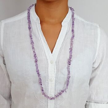 Amethyst Chip Necklace 36 inch