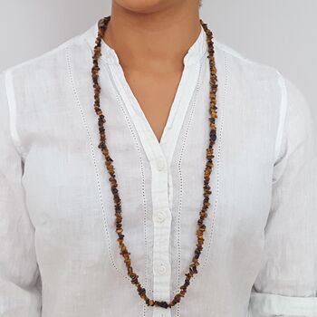 Tiger Eye Chip Necklace 32 inch