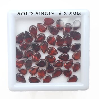 Faceted Garnet Tear Drop Gemstone 6 x 8mm