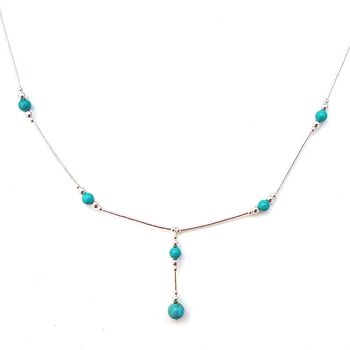 Turquoise Bead Silver Necklace