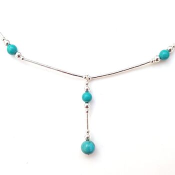 Turquoise Bead Silver Necklace