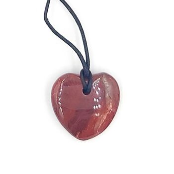 Red Jasper Heart Pendant with Cord