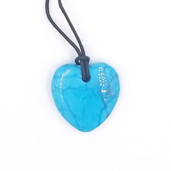 Blue Howlite Heart Pendant with Cord