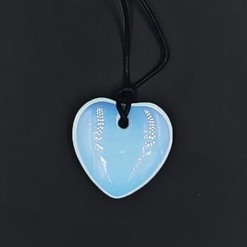 Opalite Heart Pendant with Cord