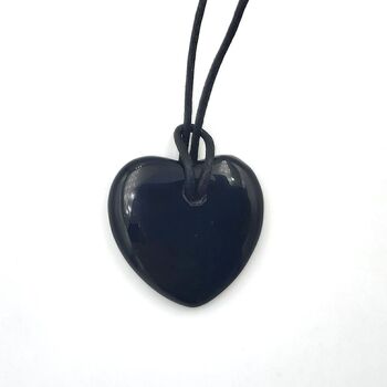 Black Obsidian Heart Pendant with Cord