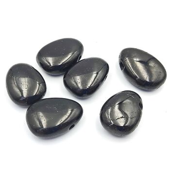 Side Drilled Black Tourmaline Tumble Stones
