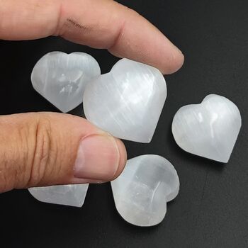 Mini Selenite Puff Heart 3cm