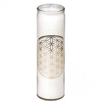 White Flower of Life Candle with Essential Oils