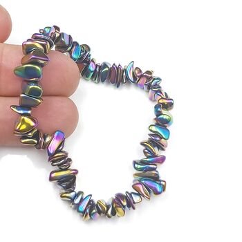 Rainbow Hematite Chip Bracelet
