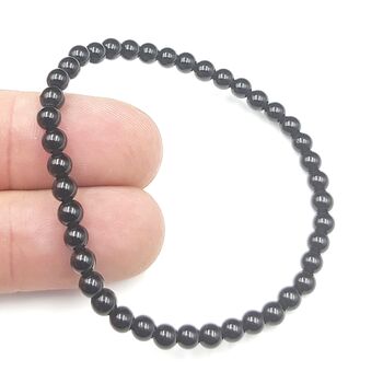 Black Tourmaline 4mm Round Bead Bracelet