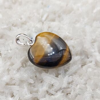 Tiger Eye Flat Heart Pendant