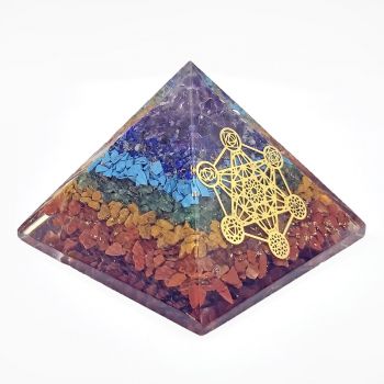 Chakra Crystal Orgone Organite Pyramid with Metatron 85mm