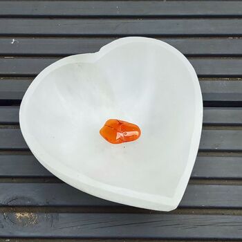 Selenite Heart Crystal Gem Bowl 10cm