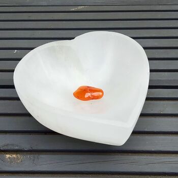 Selenite Heart Crystal Gem Bowl 10cm
