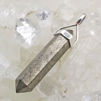 Pointed Iron Pyrite Pendant Sterling Silver