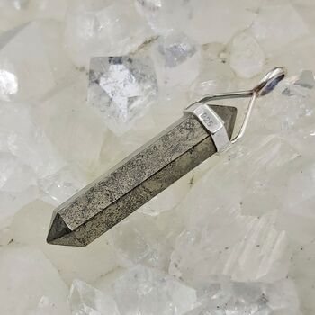 Pointed Iron Pyrite Pendant Sterling Silver
