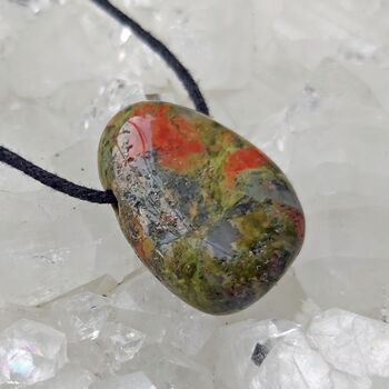 Side Drilled Unakite Oval Tumble Stone Crystals