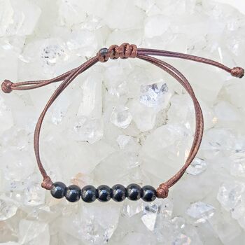 Black Obsidian Bracelet with Adjustable Strap