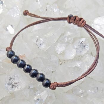 Black Obsidian Bracelet with Adjustable Strap