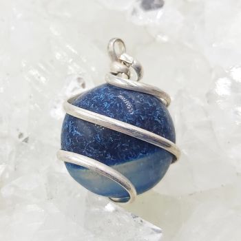 Blue Agate Tumble Stone Coil Pendant