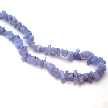 Blue Lace Agate Chip Necklace 32inch