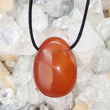 Carnelian Oval Tumble Stone Pendant