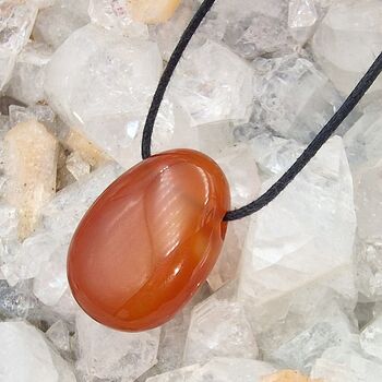 Carnelian Oval Tumble Stone Pendant