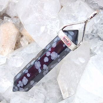 Snowflake Obsidian Pointed Pendant