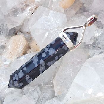 Snowflake Obsidian Pointed Pendant