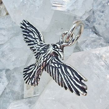 Sterling Silver Raven Animal Spirit Pendant, sizes  3cm wide