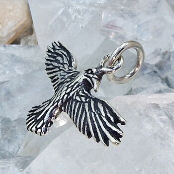 Sterling Silver Raven Animal Spirit Pendant, sizes  3cm wide