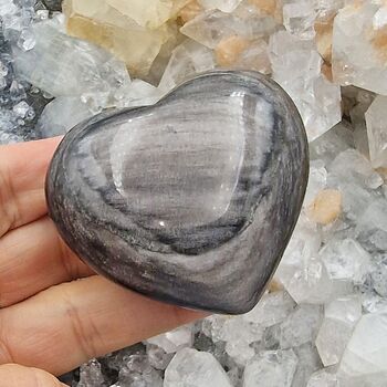 Silver Sheen Obsidian Heart